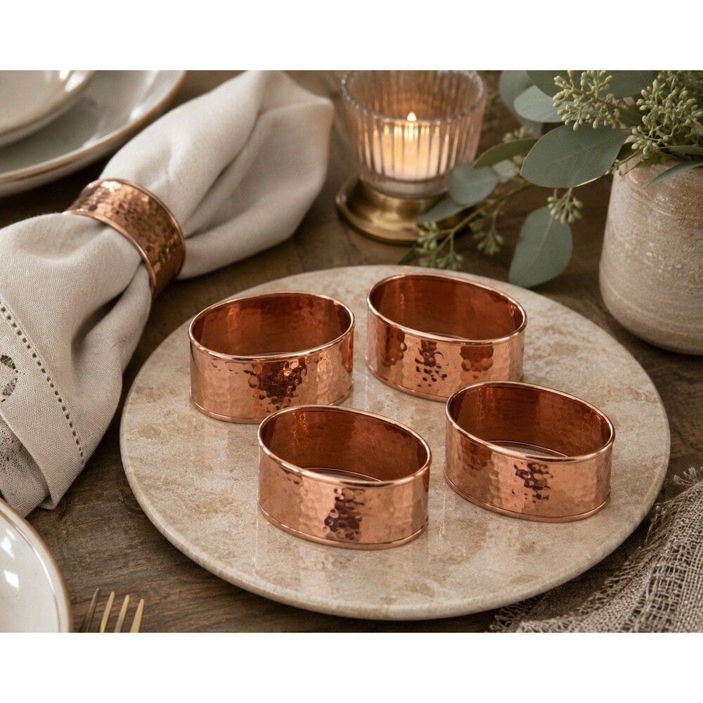 Sonoma Williams Set Of 4 Hammered Copper Napkin Rings NIB